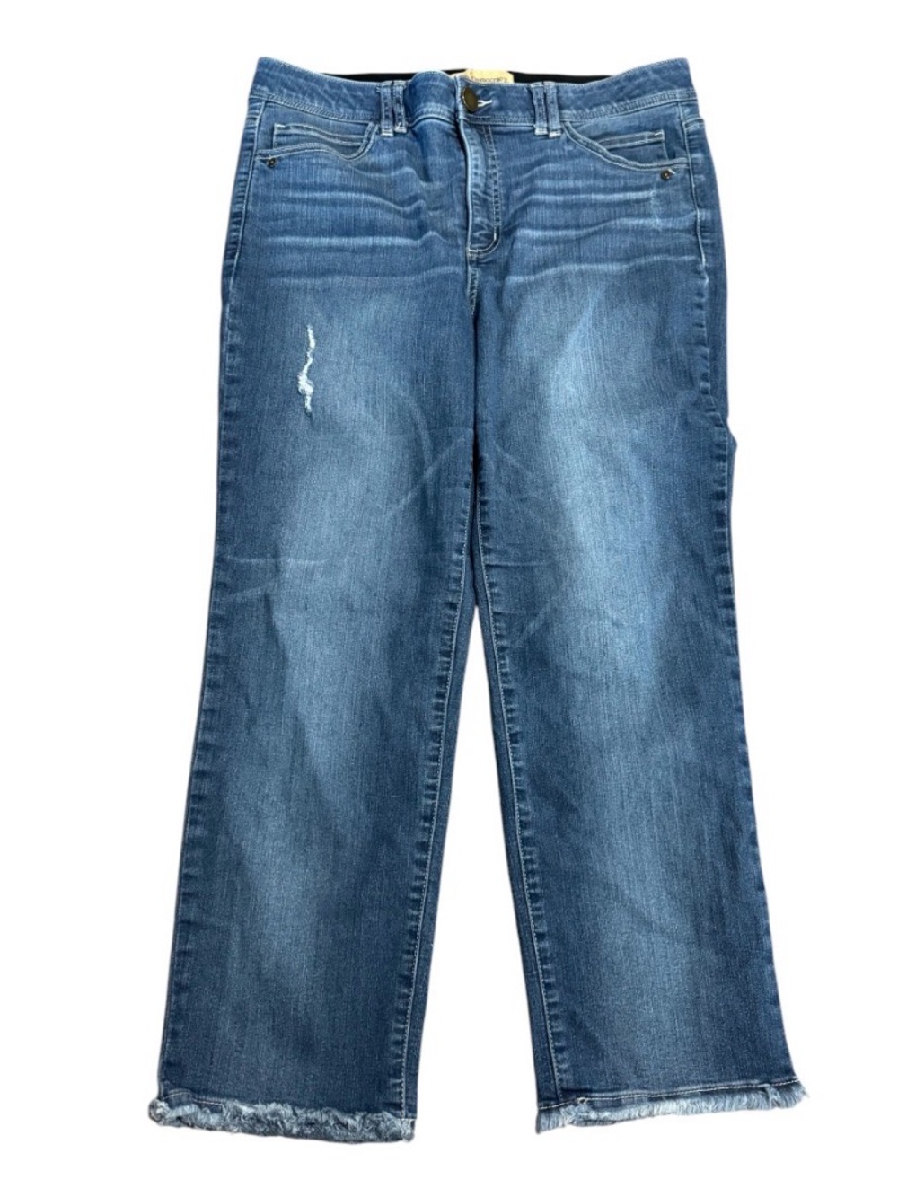 Democracy Frayed Hem Jeans in Medium Blue sz 14